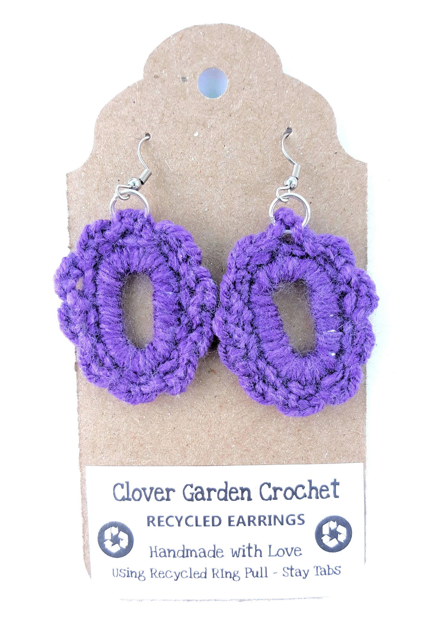 Crochet Cabochon Style Boho Earrings - Recycled!