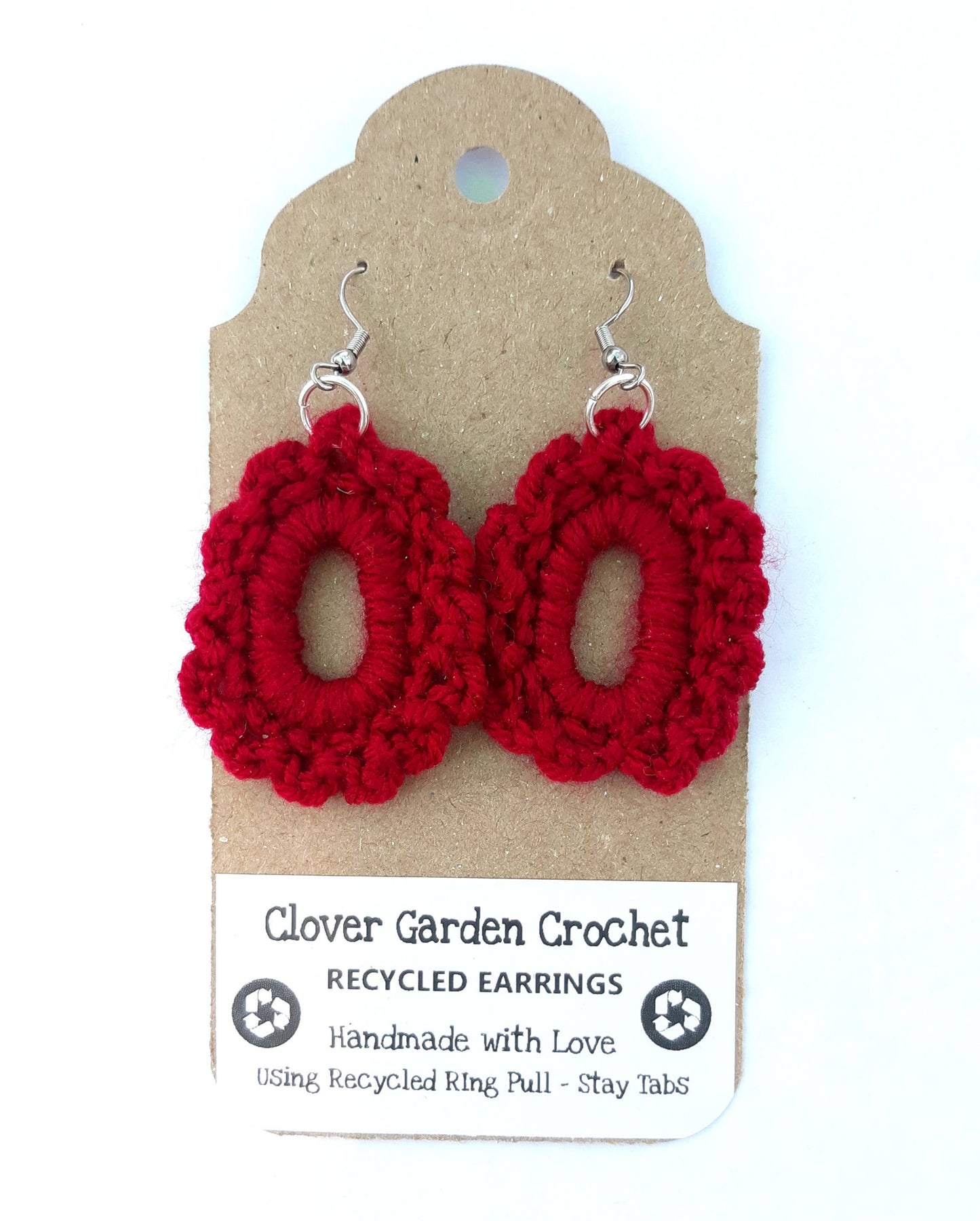 Crochet Cabochon Style Boho Earrings - Recycled!