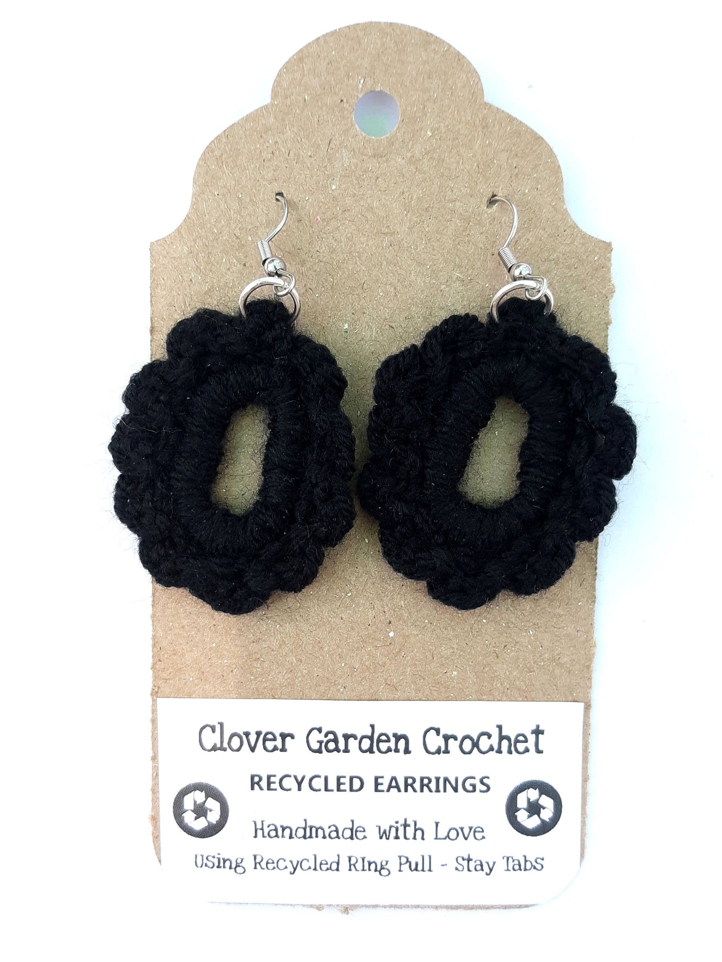 Crochet Cabochon Style Boho Earrings - Recycled!