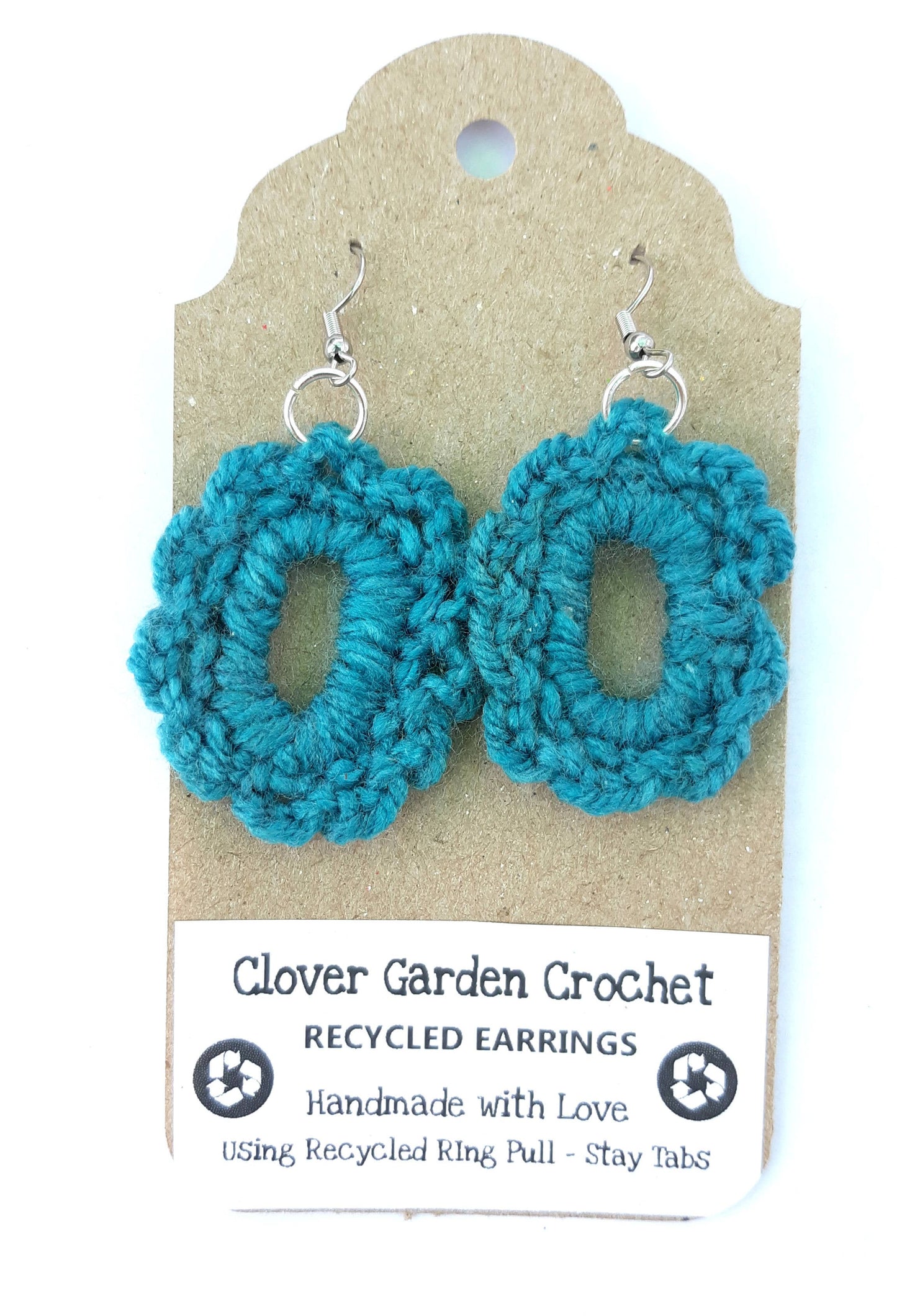 Crochet Cabochon Style Boho Earrings - Recycled!