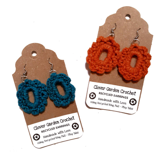 Crochet Cabochon Style Boho Earrings - Recycled!